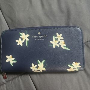 Kate Spade Navy Wallet with Floral Accents